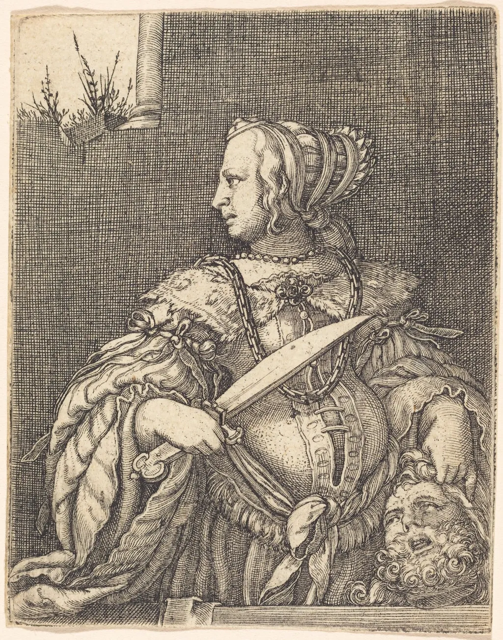 Judith with the Head of Holofernes, by Barthel Beham, ink, 1526