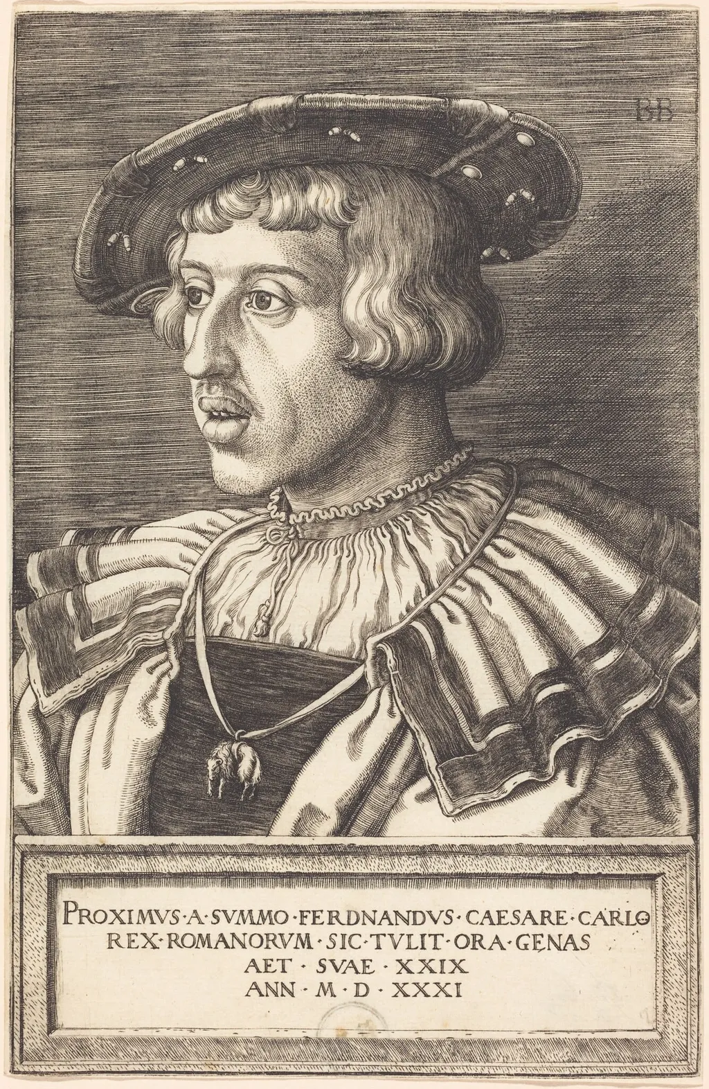 King Ferdinand I, by Barthel Beham, ink, 1531