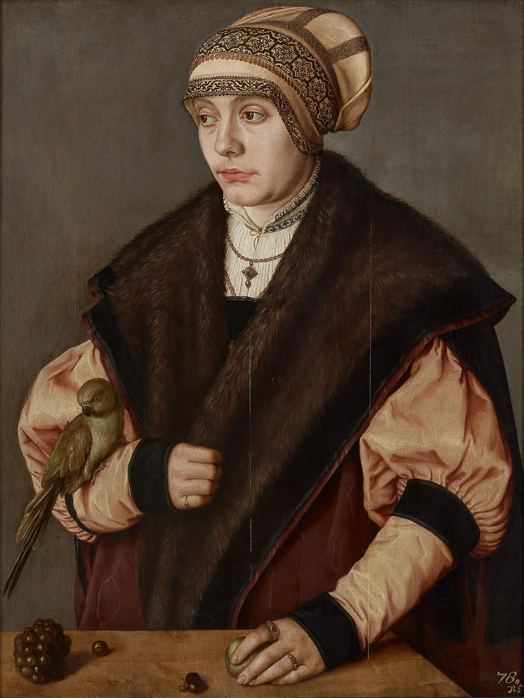 Portrait of a woman with parrot, by Barthel Beham, unspecified, 1529