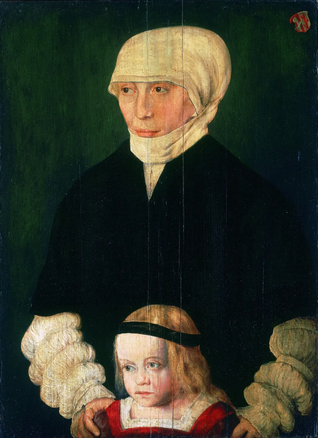 Portrait of Margaret Urmiller, née Schwab, and Her Daughter, by Barthel Beham, oil, 1525