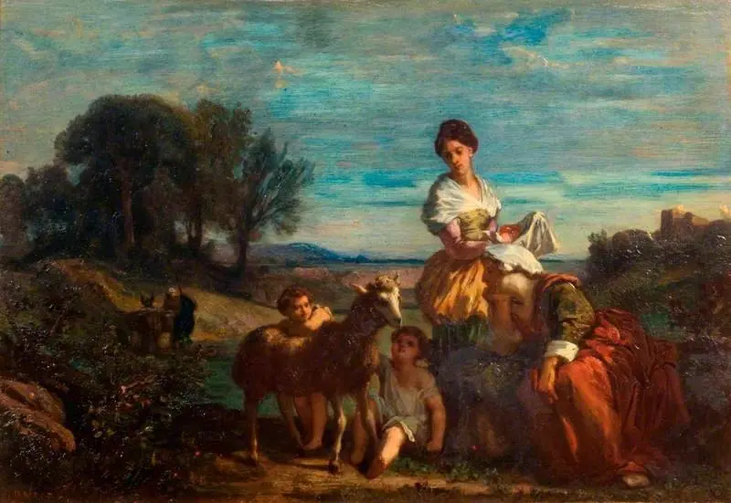 Children Playing with a Lamb, by Barthélemy Menn