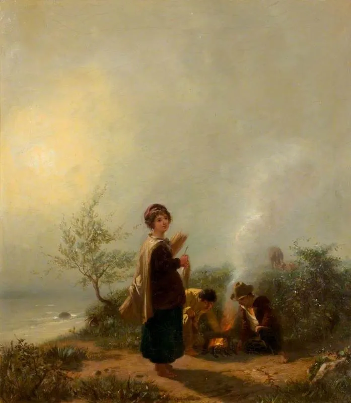 The Mist: Children Round a Fire, by Barthélemy Menn, oil, 1859