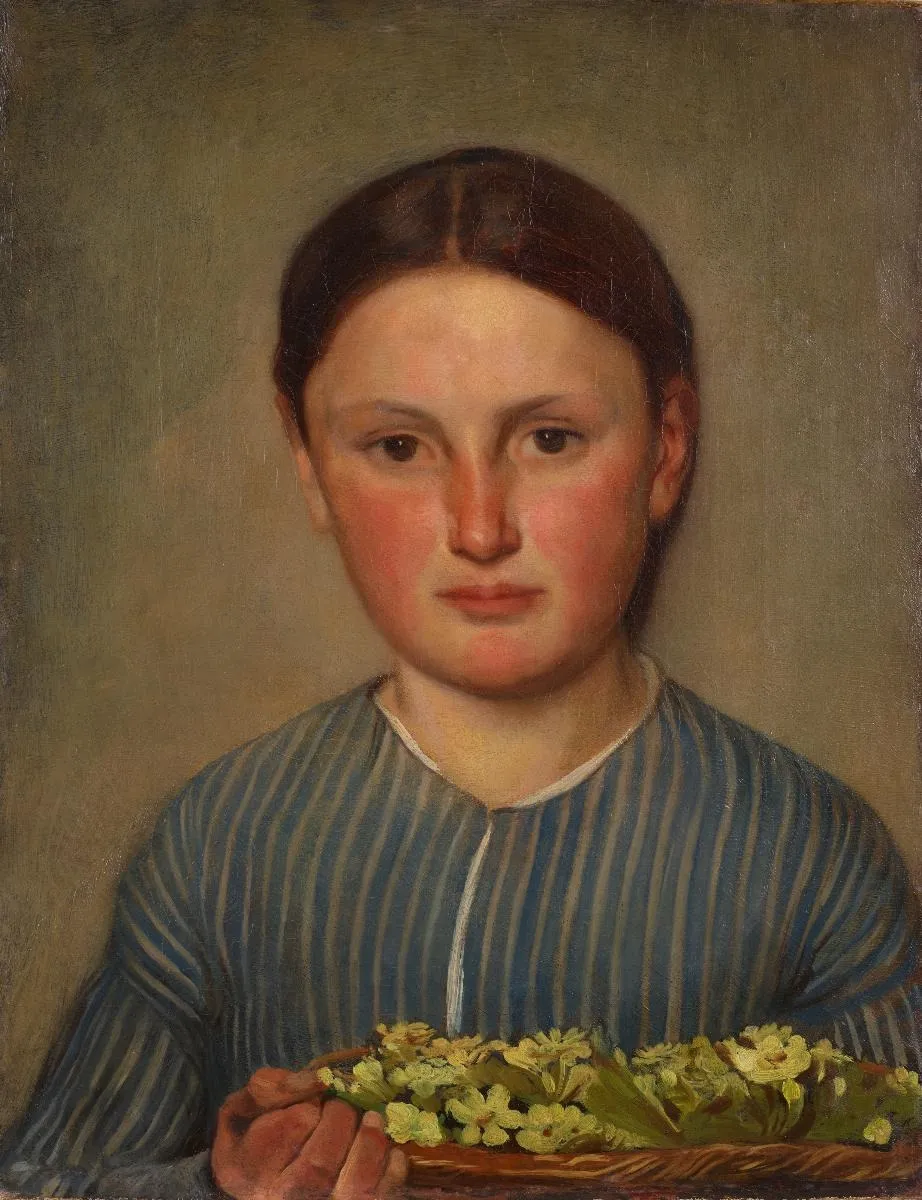 Waadtländer Mädchen mit Schlüsselblumen, by Barthélemy Menn, oil, 1845