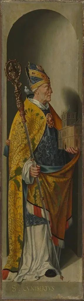 Beweinungsaltar, Flügelaußenseite: Hl. Kunibert, by Bartholomaeus Bruyn the Elder