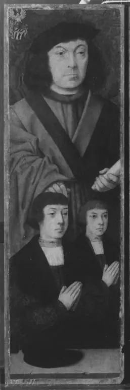 Johann von Aich, mayor of Cologne, with his two sons, by Bartholomaeus Bruyn the Elder