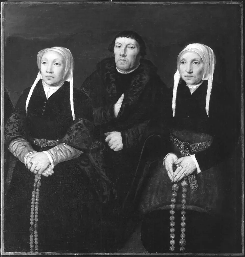 Portrait of Two Women and a Man, by Bartholomaeus Bruyn the Elder