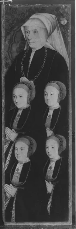 Sybilla von Aich, born Reidt, with four daughters, by Bartholomaeus Bruyn the Elder