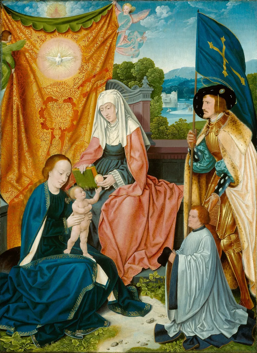 Virgin and Child with Saint Anne, Saint Gereon, and a Donor, by Bartholomaeus Bruyn the Elder, oil, 1520