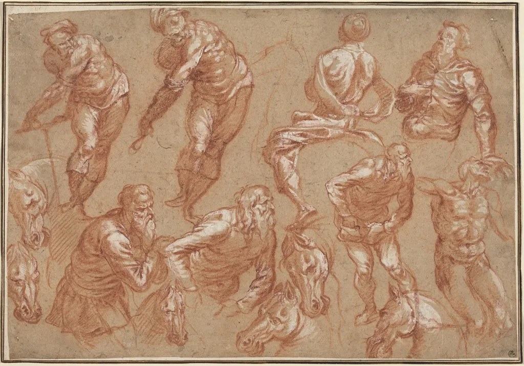 Figure Studies, by Bartholomaeus Spranger, chalk, 1570