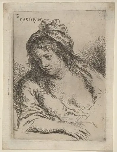Half-Length Figure of a Woman Looking Sideward, by Bartholomäus Ignaz Weiss