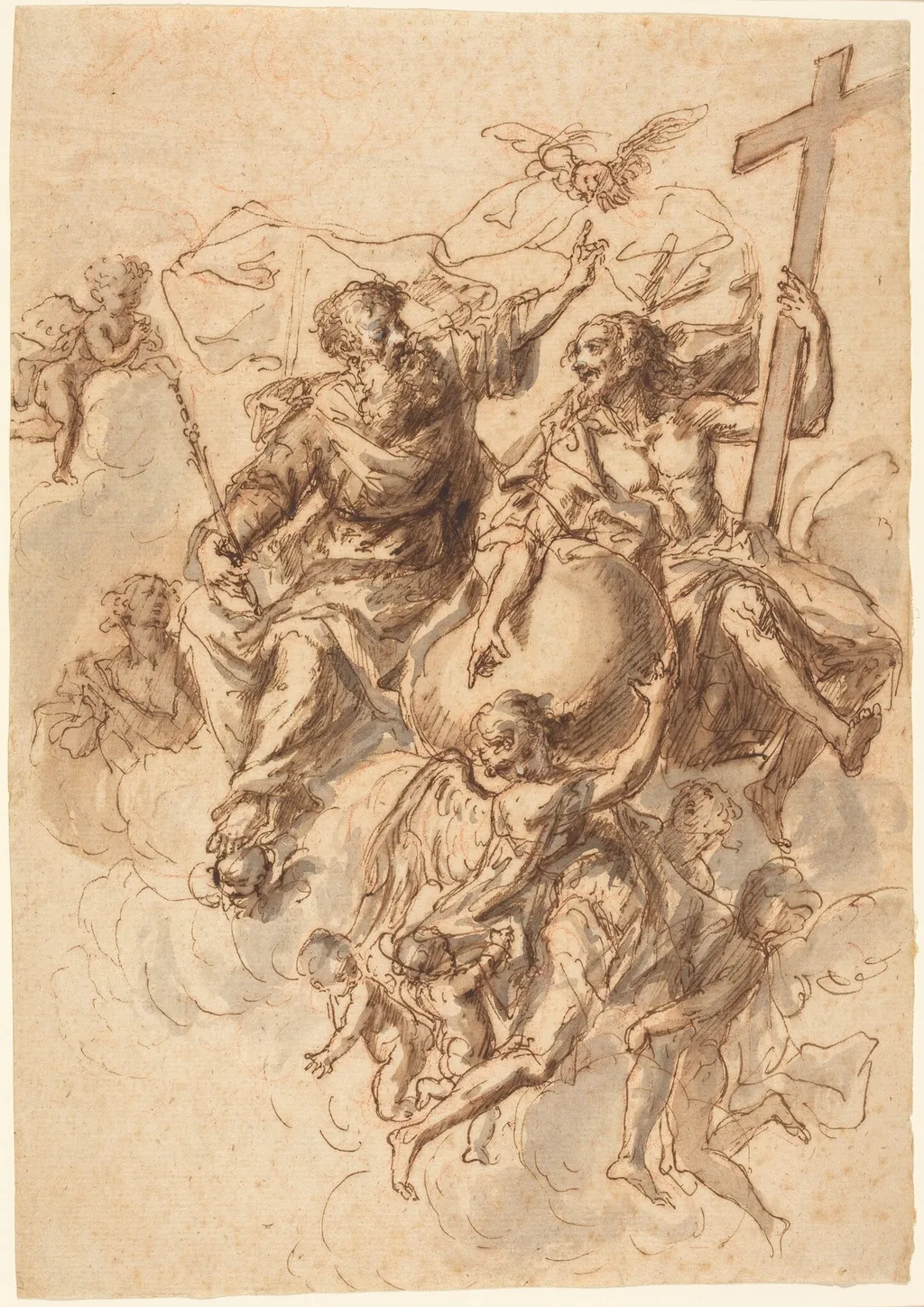 The Trinity Surrounded by Angels, by Bartholomäus Ignaz Weiss, ink, 1770