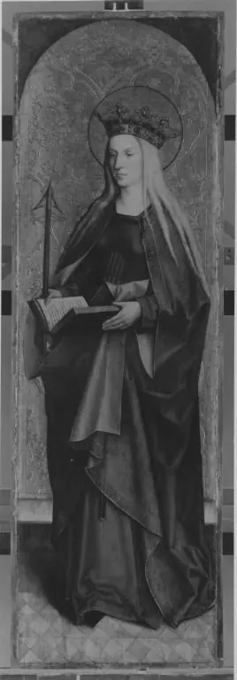 Flügel eines Altares: Die hl. Ursula Rückseite mit hl. Brigitta abgesägt (Inv.-Nr. 1207), by Bartholomäus Zeitblom