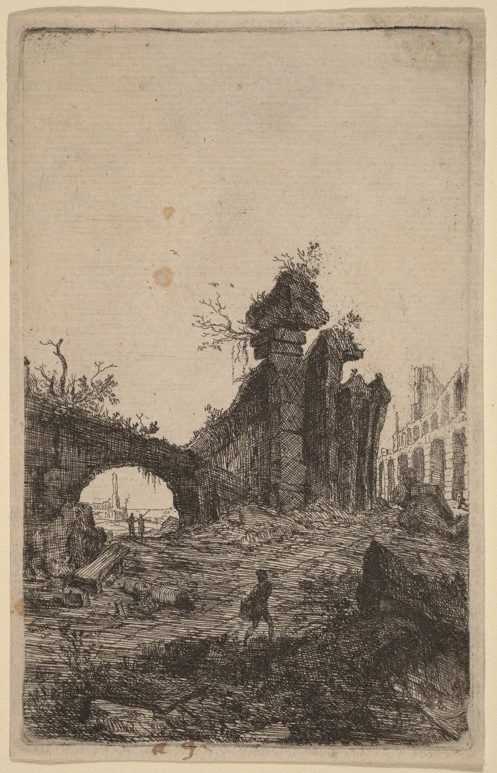 The Ruins of the Colosseum, by Bartholomeus Breenbergh, ink, 1628