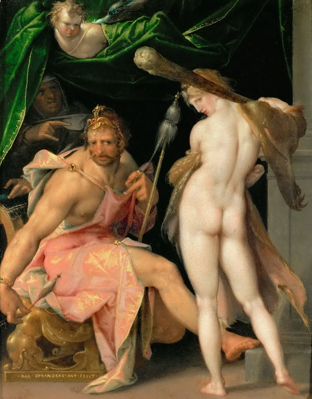 Herakles and Omphale, by Bartholomeus Spranger, oil, 1600