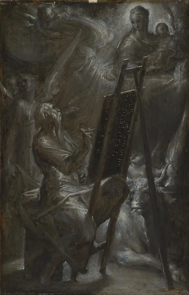 Saint Luke painting the Virgin, by Bartholomeus Spranger