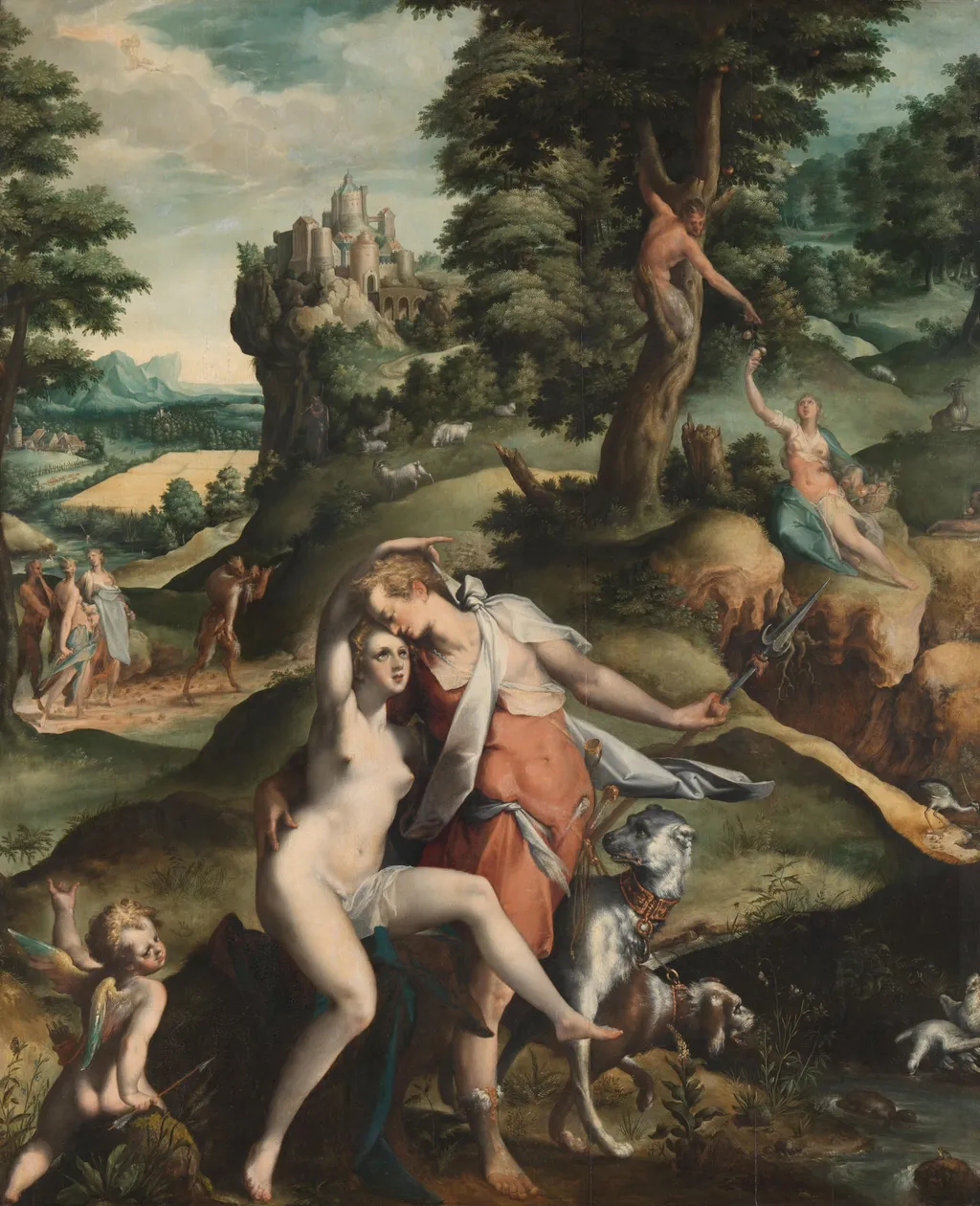 Venus and Adonis, by Bartholomeus Spranger, unspecified, 1585