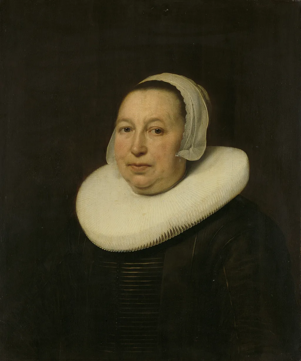 Maria Pietersdr de Leest (d 1652). Wife of Samuel van Lansbergen, by Bartholomeus van der Helst, oil, 1646