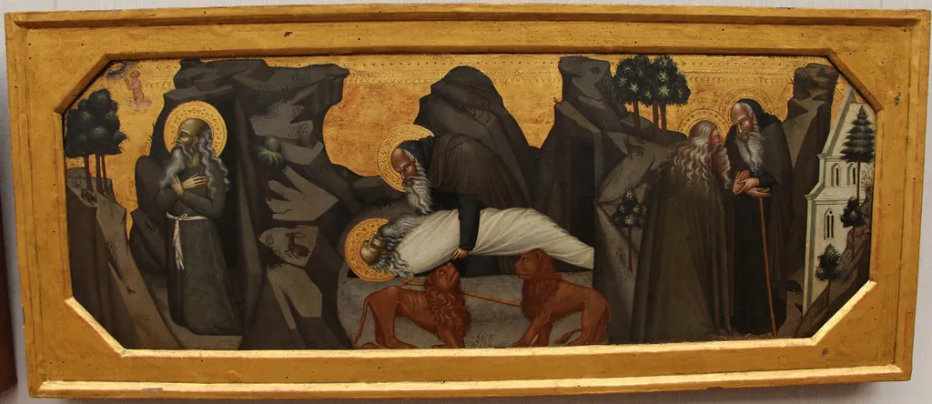 Scenes from the Life of Sacred Hermits, by Bartolo di Fredi, paint, 1393