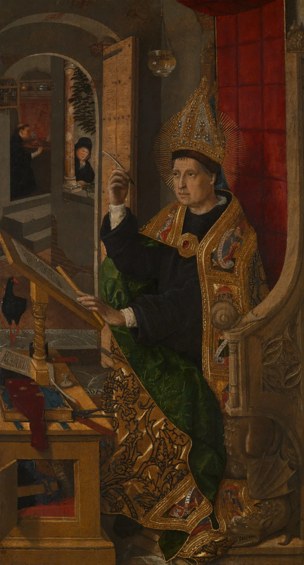 A Bishop Saint, by Bartolomé Bermejo, oil, 1480