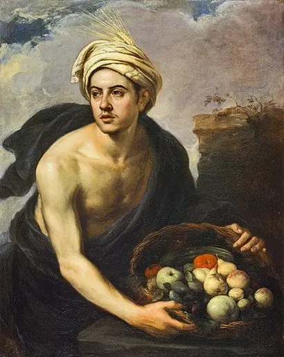 A Young Man with a Basket of Fruit (Personification of 'Summer'), by Bartolomé Esteban Murillo, 1650