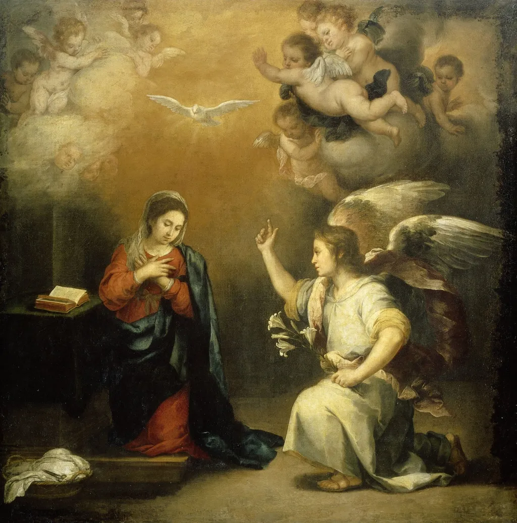 Annunciation to the Virgin, by Bartolomé Esteban Murillo, unspecified, 1670