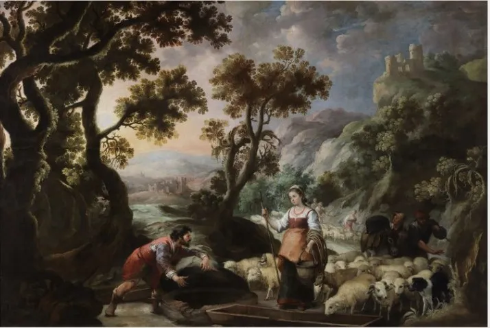 The Meeting of Jacob and Rachel at the Well, by Bartolomé Esteban Murillo, oil, 1659
