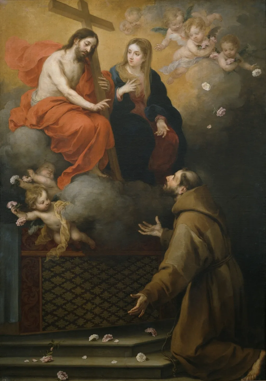 The Vision of Saint Francis in the Portiuncula, by Bartolomé Esteban Murillo, oil, 1670