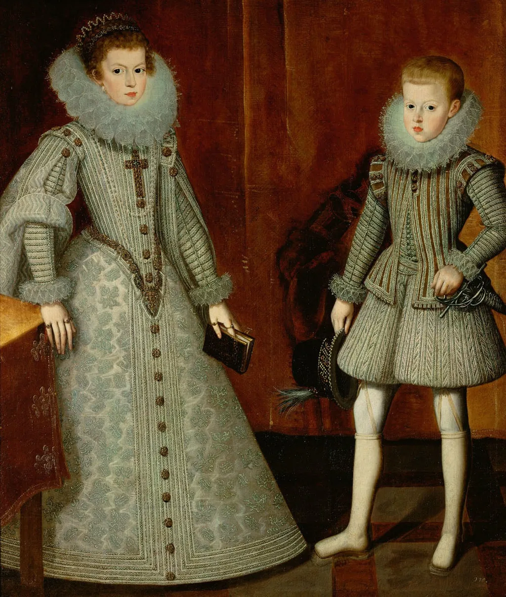 König Philipp IV. von Spanien (1605-1665) mit seiner Schwester, der Infantin Anna (1601-1666), Bildnis in ganzer Figur, by Bartolomé González y Serrano, unspecified, 1612