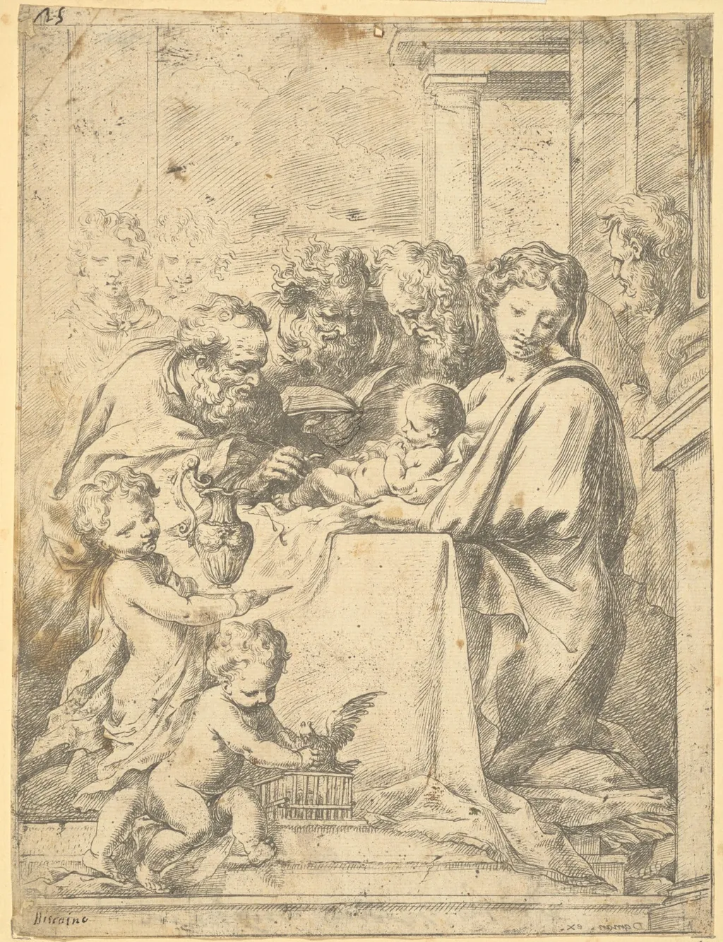 The Circumcision of Christ, by Bartolomeo Biscaino, ink, 1654