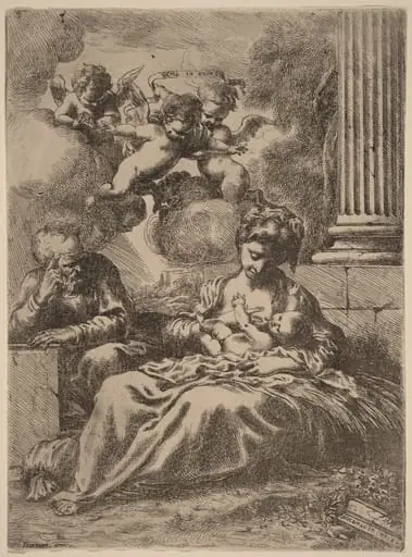The Holy Family by a Column, by Bartolomeo Biscaino