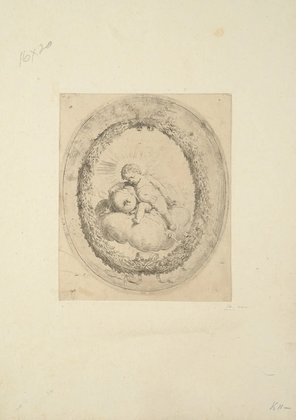 The Infant Christ as Salvator Mundi, by Bartolomeo Biscaino, ink, 1654