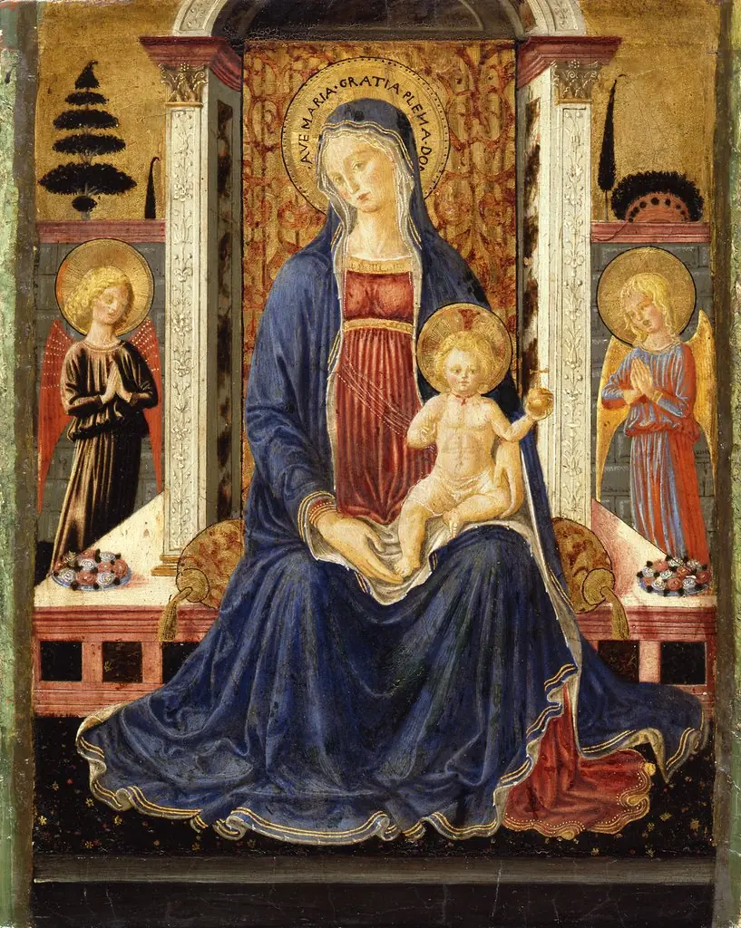 The Virgin and Child enthroned with two angels, by Bartolomeo Caporali