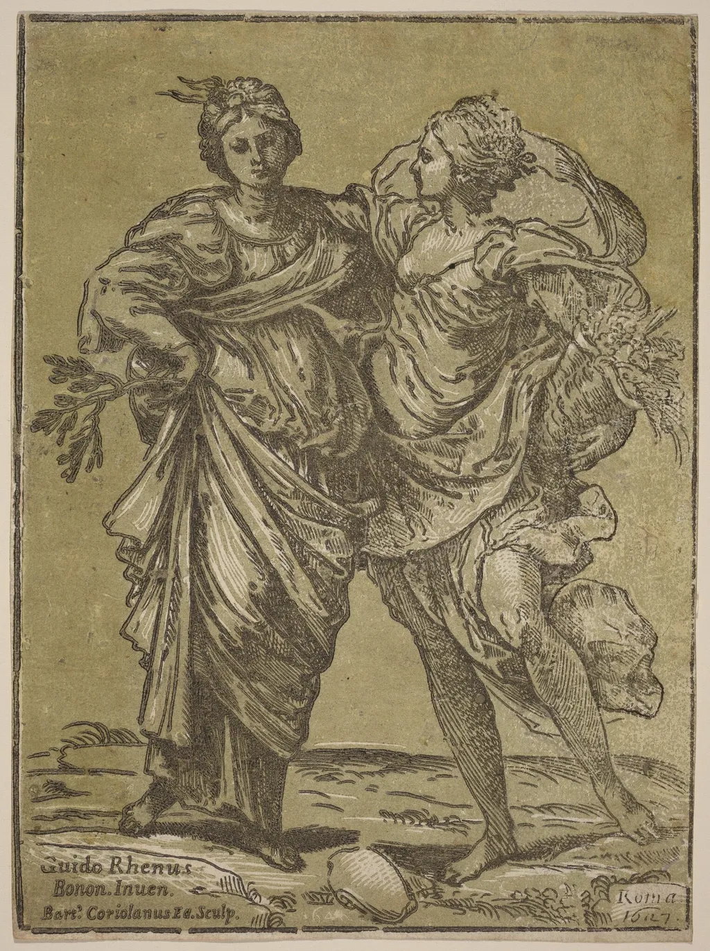 Alliance of Peace and Abundance, by Bartolomeo Coriolano, ink, 1627