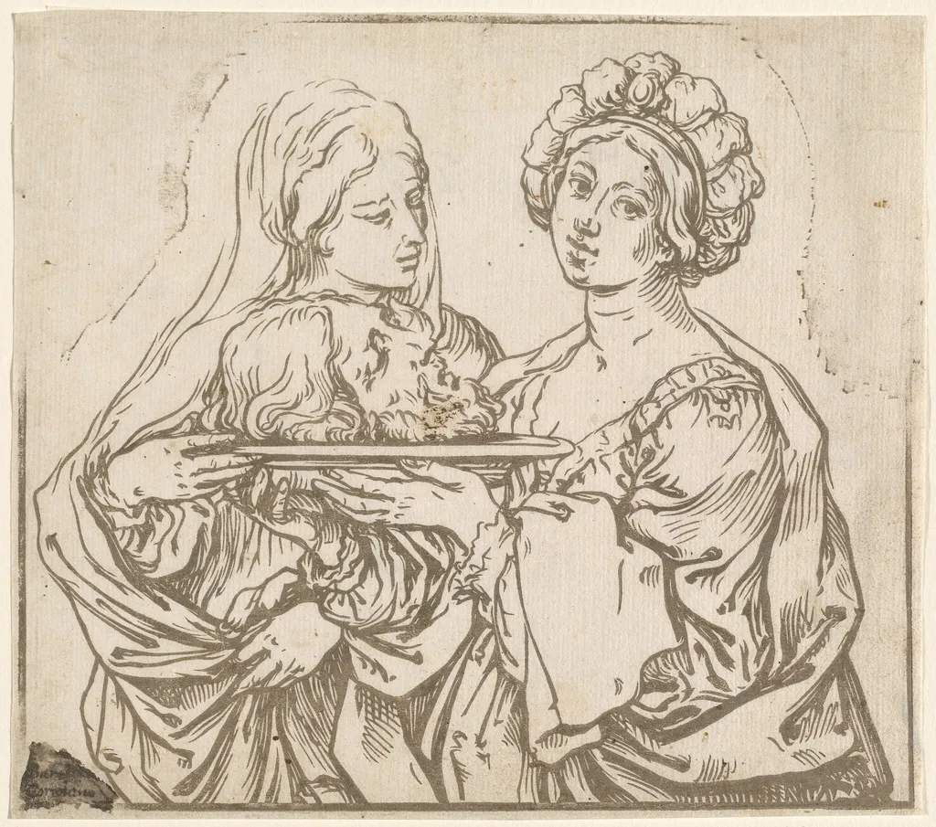Herodias and Salome, by Bartolomeo Coriolano, ink, 1631