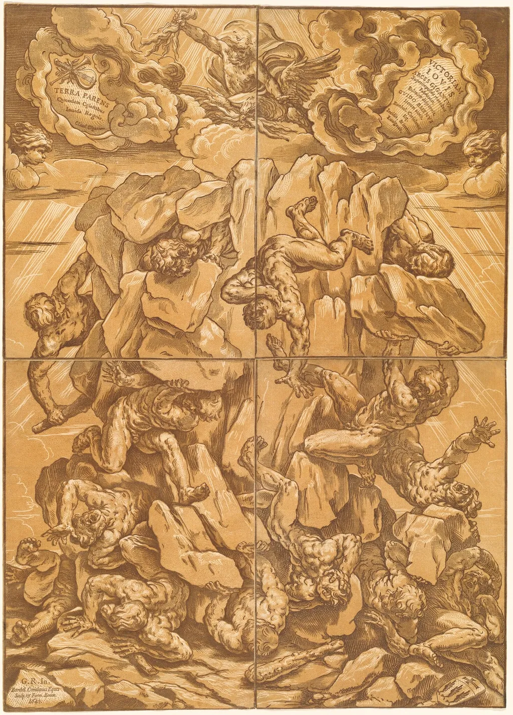 The Fall of the Giants, by Bartolomeo Coriolano, ink, 1641