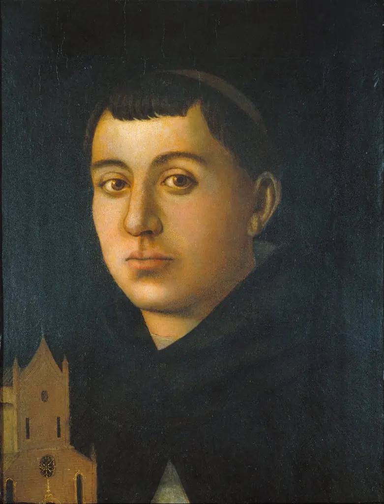 Monk Saint [?] with a Model of a Church, by Bartolomeo degli Erri