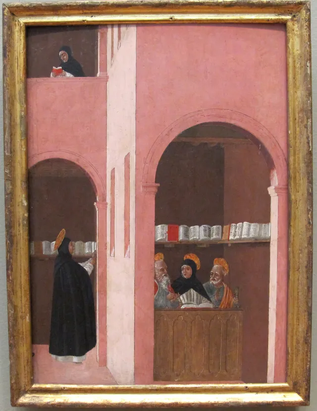 san tommaso d'aquino aiutato dai santi pietro e paolo