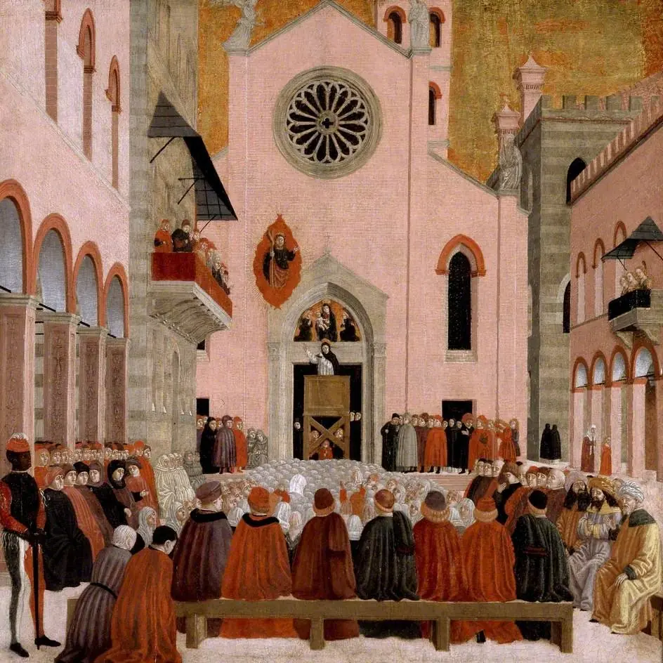 St Vincent Ferrer preaching before a Pope, by Bartolomeo degli Erri