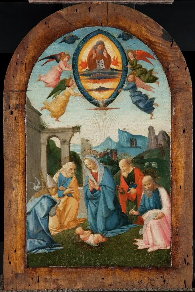 The Madonna and Four Saints Adoring the Infant Jesus, by Bartolomeo di Giovanni