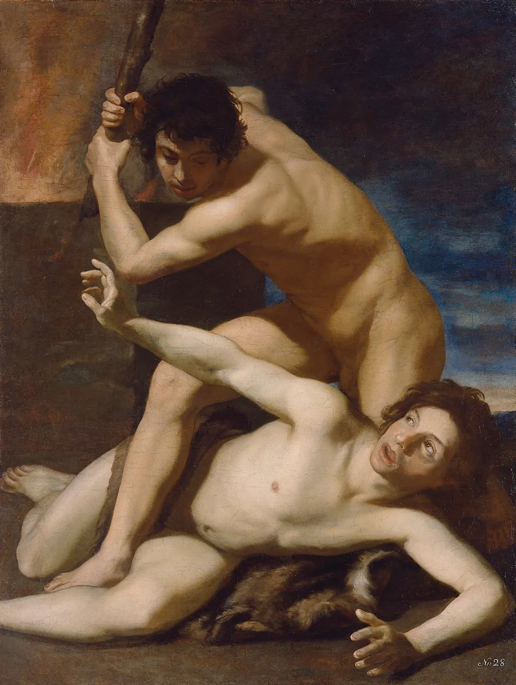 Cain kills Abel, by Bartolomeo Manfredi, oil, 1615