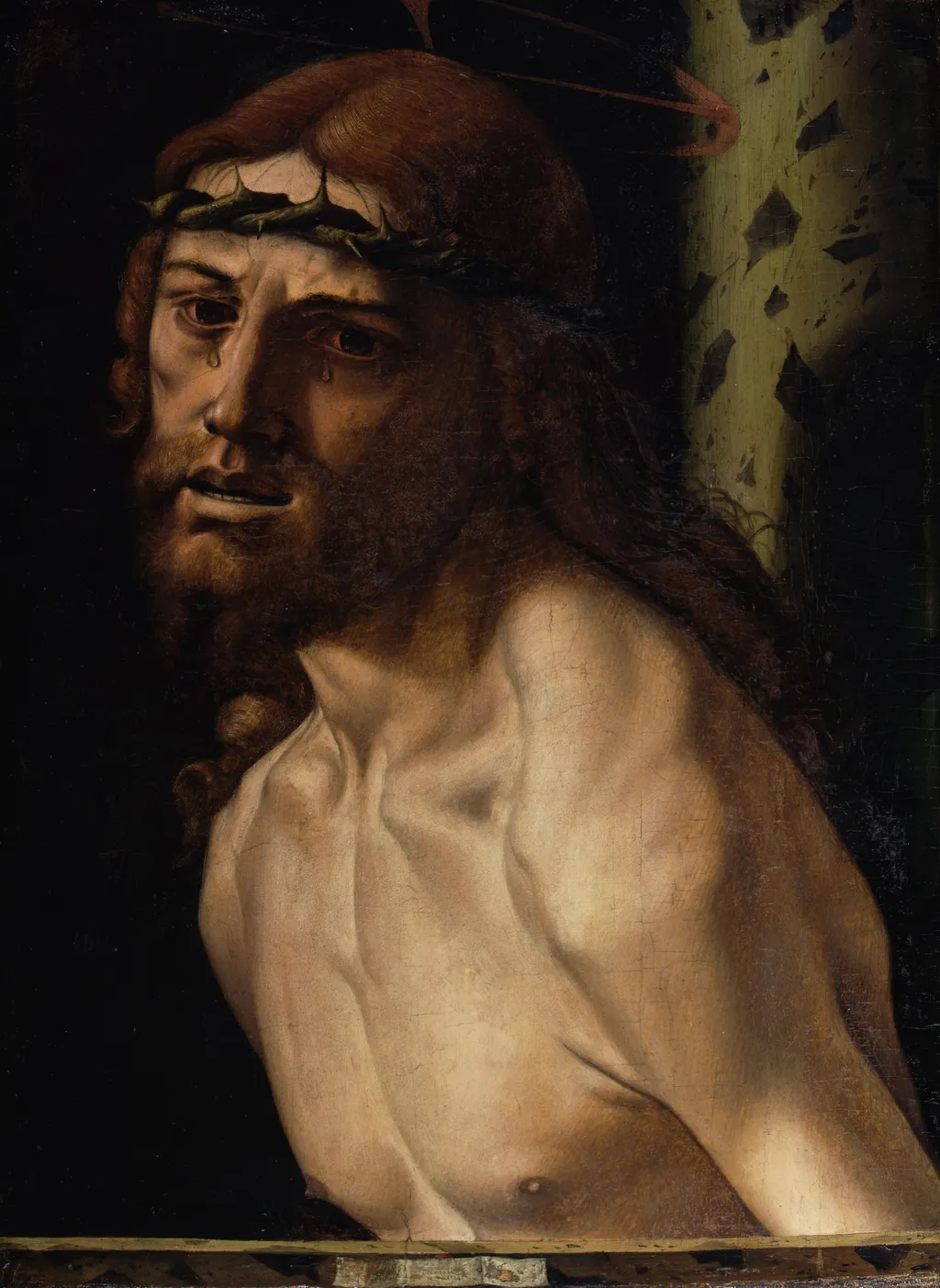 Christ at the scourge column, by Bartolomeo Montagna, paint, 1499