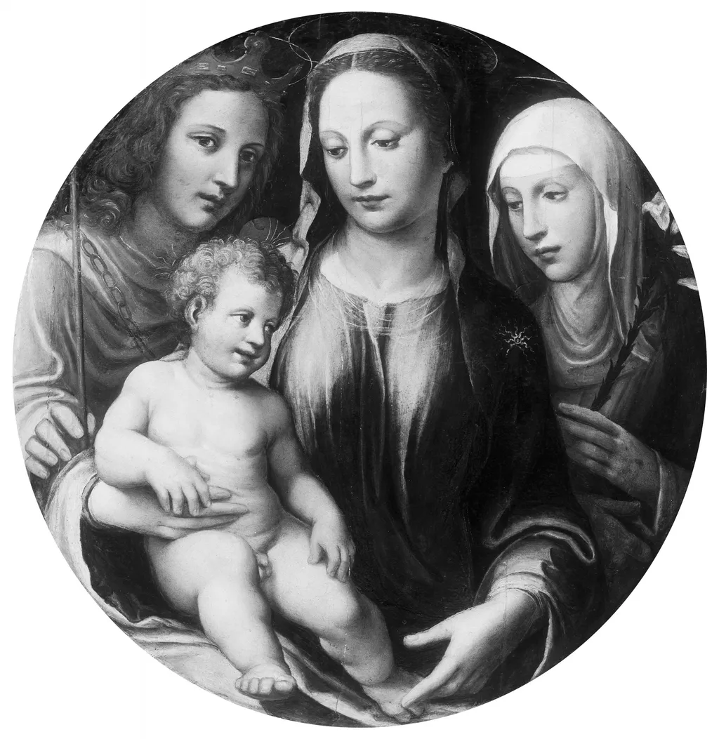 Mary with the child and two saints, by Bartolomeo Neroni, paint, 1548
