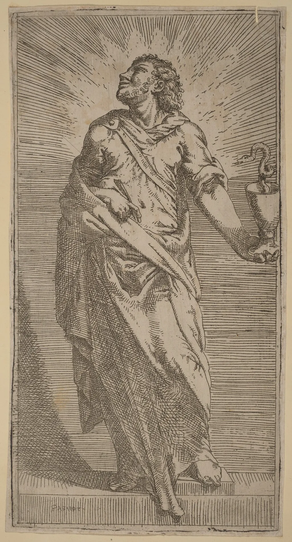 Saint John the Evangelist, by Bartolomeo Passarotti, ink, 1562