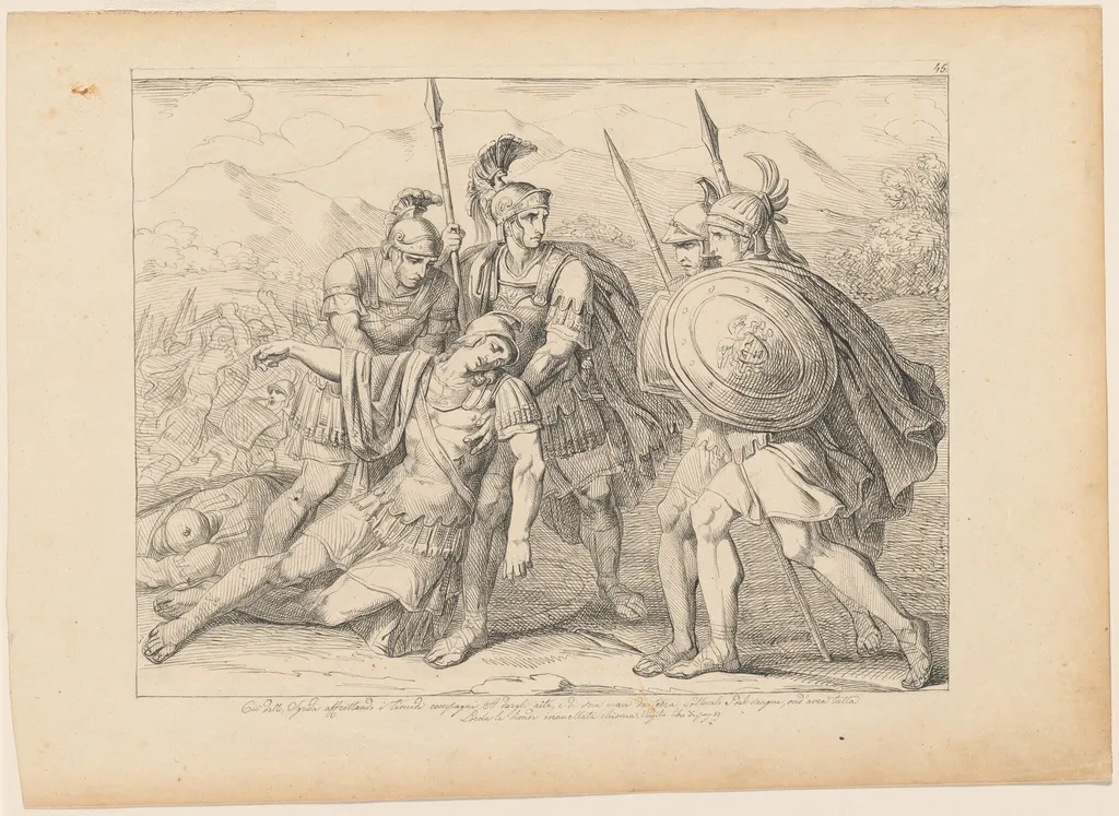 The Death of Lausus, by Bartolomeo Pinelli, graphite, 1801