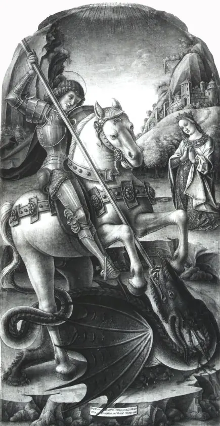 Saint George kills the dragon, by Bartolomeo Vivarini