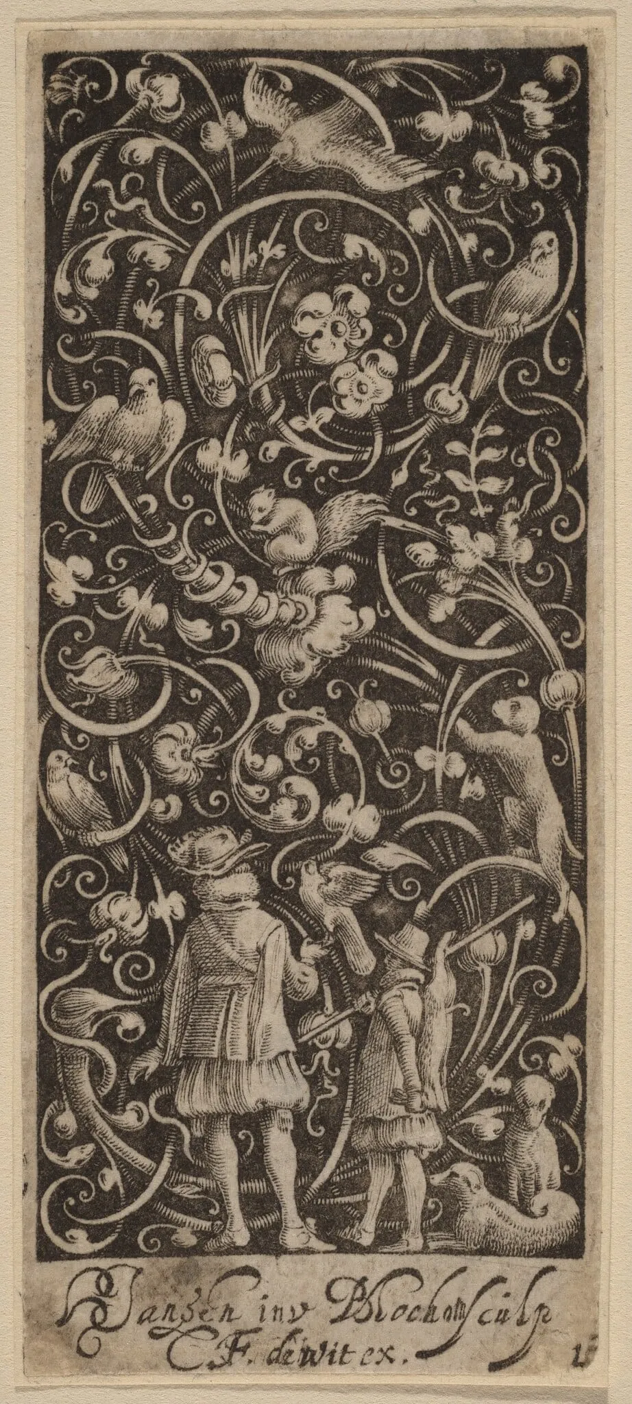 Ornament with Foliage and Birds, by Bartolomeus van Lochom, ink, 1618