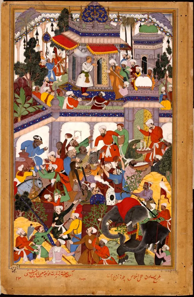 Akbar visits the tomb of Khwajah Mu'in ad-Din Chishti at Ajmer, by Basawan