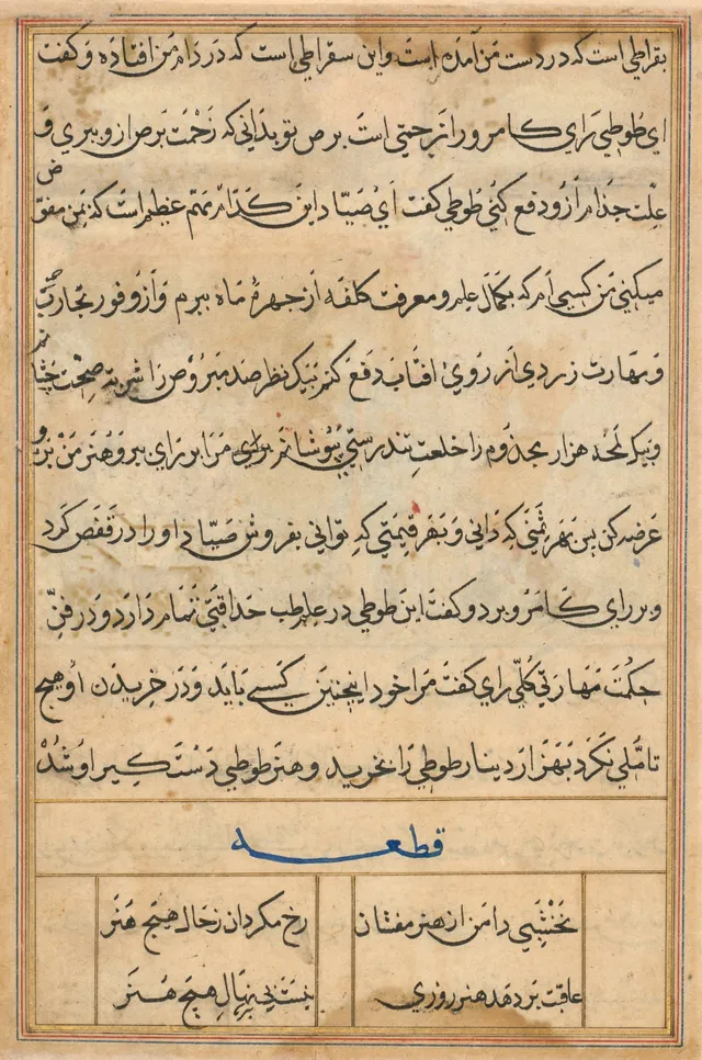 Page from Tales of a Parrot (Tuti-nama): text page