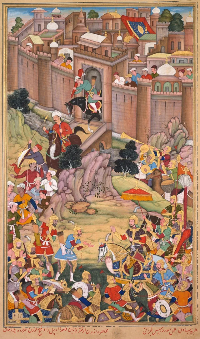 The siege of Arbela in the era of Hulagu Khan, from a Chingiz-nama (Book of Chingiz Khan) of the Jami al-tavarikh (Compendium of Chronicles) of Rashid al-Din (Persian, 1247–1318)