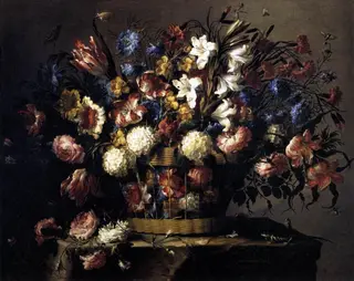 Basket of flowers, by Juan de Arellano